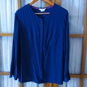 Boden UK18 US14 viscose collarless button up shirt